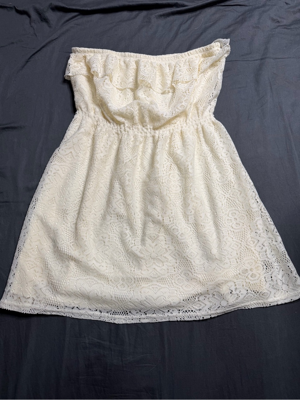 No Boundaries Strapless Cream Lace Dress